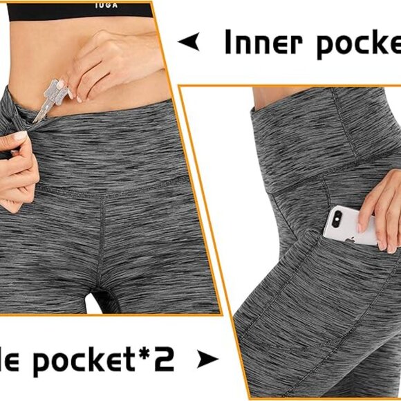 High Waisted Yoga Pants for Women with Pockets Capri Leggings - Picture 3 of 5